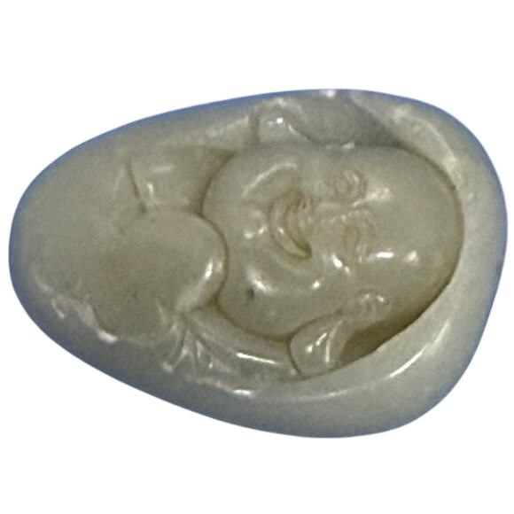 Chinese Polished Nephrite Jade Carved Smiling Buddha 1 1/2” Tall Pendant - Picture 6 of 14